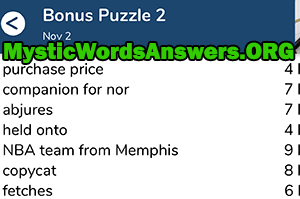 November 2 7 little words bonus answers