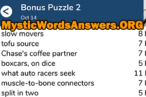 October 14 7 little words bonus answers