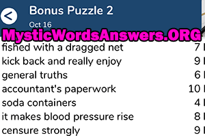 October 16 7 little words bonus answers