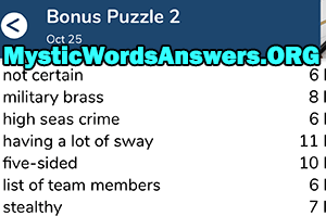 October 25 7 little words bonus answers