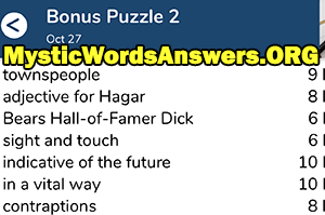 October 27 7 little words bonus answers