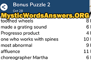 October 28 7 little words bonus answers