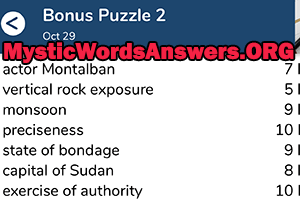 October 29 7 little words bonus answers