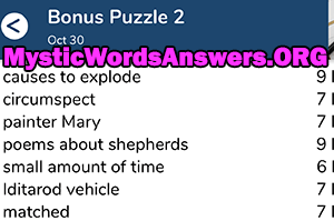 October 30 7 little words bonus answers