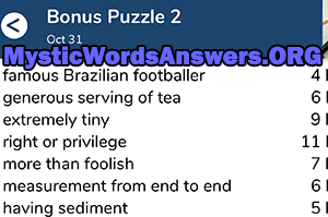 October 31 7 little words bonus answers