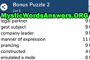 October 5 7 little words bonus answers