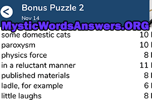 November 14 7 little words bonus answers