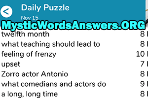 November 15 7 little words answers