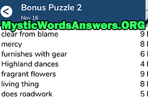 November 16 7 little words bonus answers