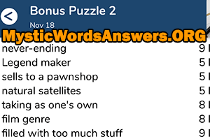 November 18 7 little words bonus answers