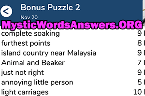 November 20 7 little words bonus answers