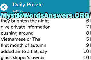 November 22 7 little words answers