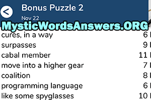 November 22 7 little words bonus answers