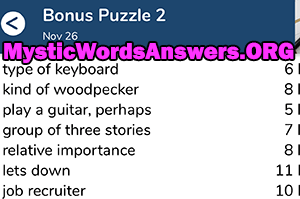 November 26 7 little words bonus answers