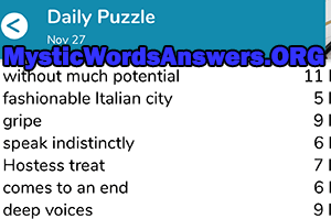November 27 7 little words answers