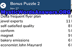 November 27 7 little words bonus answers