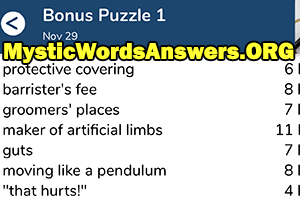November 29 7 little words bonus answers
