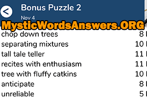 November 4 7 little words bonus answers