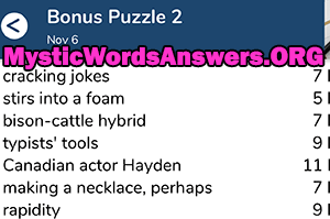 November 6 7 little words bonus answers
