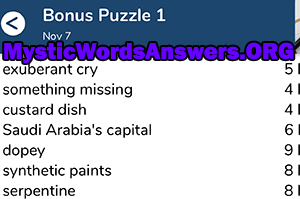 November 7 7 little words bonus answers