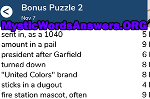 November 7 7 little words bonus answers