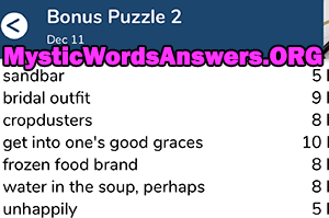 December 11 7 little words bonus answers