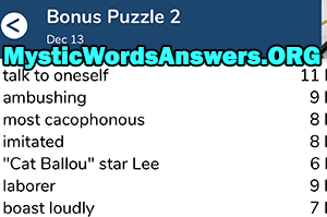 December 13 7 little words bonus answers