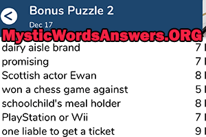 December 17 7 little words bonus answers