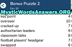 December 20 7 little words bonus answers