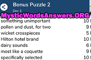 December 3 7 little words bonus answers