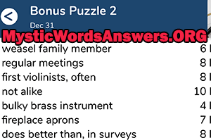 December 31 7 little words bonus answers