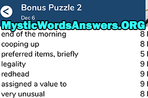 December 6 7 little words bonus answers