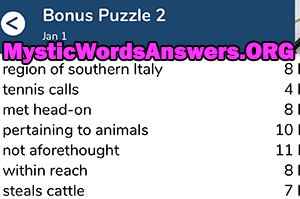 January 1 7 little words bonus answers