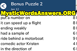 January 12 7 little words bonus answers