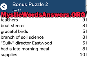 January 14 7 little words bonus answers