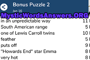 January 16 7 little words bonus answers