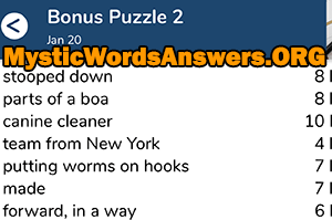 January 20 7 little words bonus answers