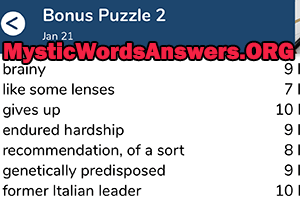 January 21 7 little words bonus answers