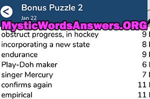 January 22 7 little words bonus answers