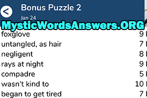 January 24 7 little words bonus answers