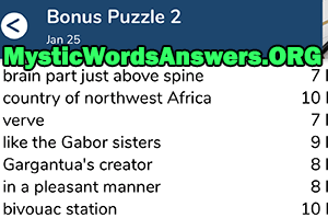 January 25 7 little words bonus answers