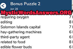 January 28 7 little words bonus answers