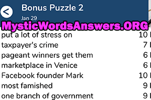 January 29 7 little words bonus answers
