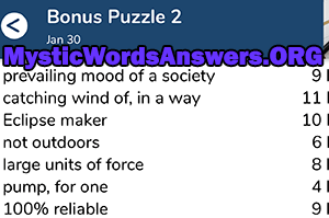 January 30 7 little words bonus answers