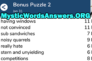 January 31 7 little words bonus answers