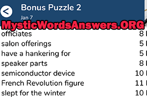 January 7 7 little words bonus answers