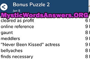 January 8 7 little words bonus answers