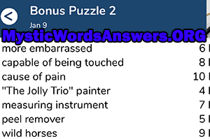 January 9 7 little words bonus answers