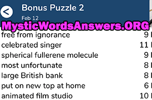 February 12 7 little words bonus answers