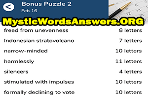 February 16 7 little words bonus answers